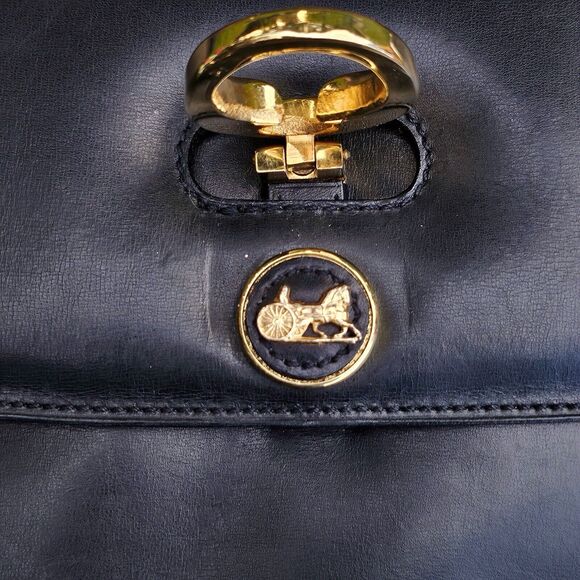 Vintage CELINE Horse Carriage Black Italy Leather Shoulder Bag - Picture 4 of 12
